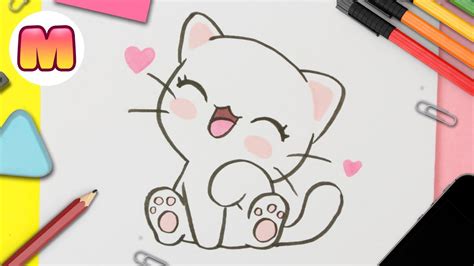 cómo dibujar un gato fácil|como dibujar un gato kawaii.